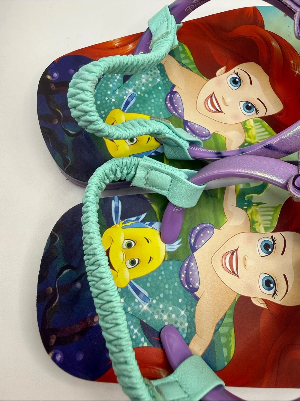 Girls' Purple & Teal Ariel Flip Flop Sandals with Flower Accents